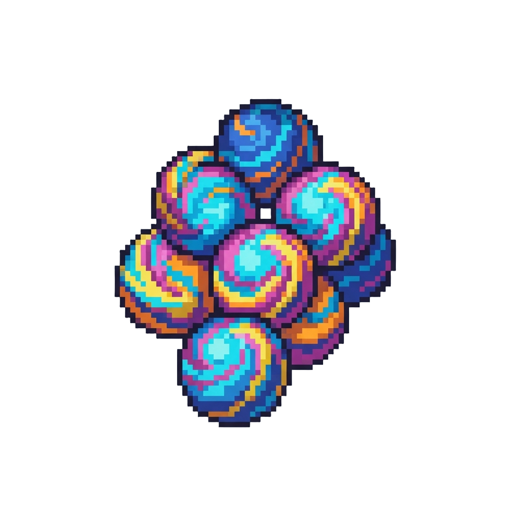 A Heavy Cascade of Glowing Swirl Rubber Balls