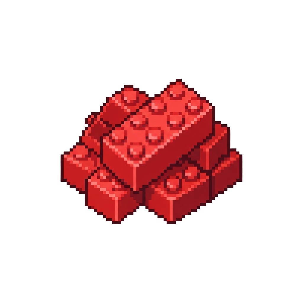 A Sudden Avalanche of Bright Red Lego Bricks