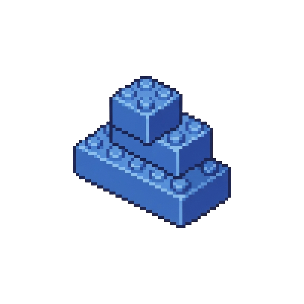 A Cascade of Blue Toy Bricks
