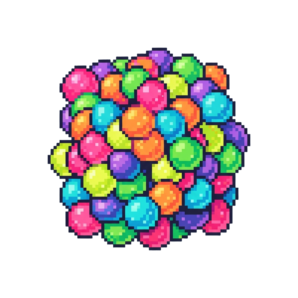 A Chaotic Deluge of Vibrant Neon Rainbow Bouncy Balls