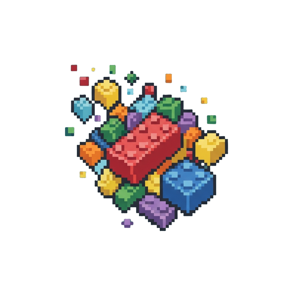 A Heavy Shower of Mixed Colourful Plastic Building Blocks