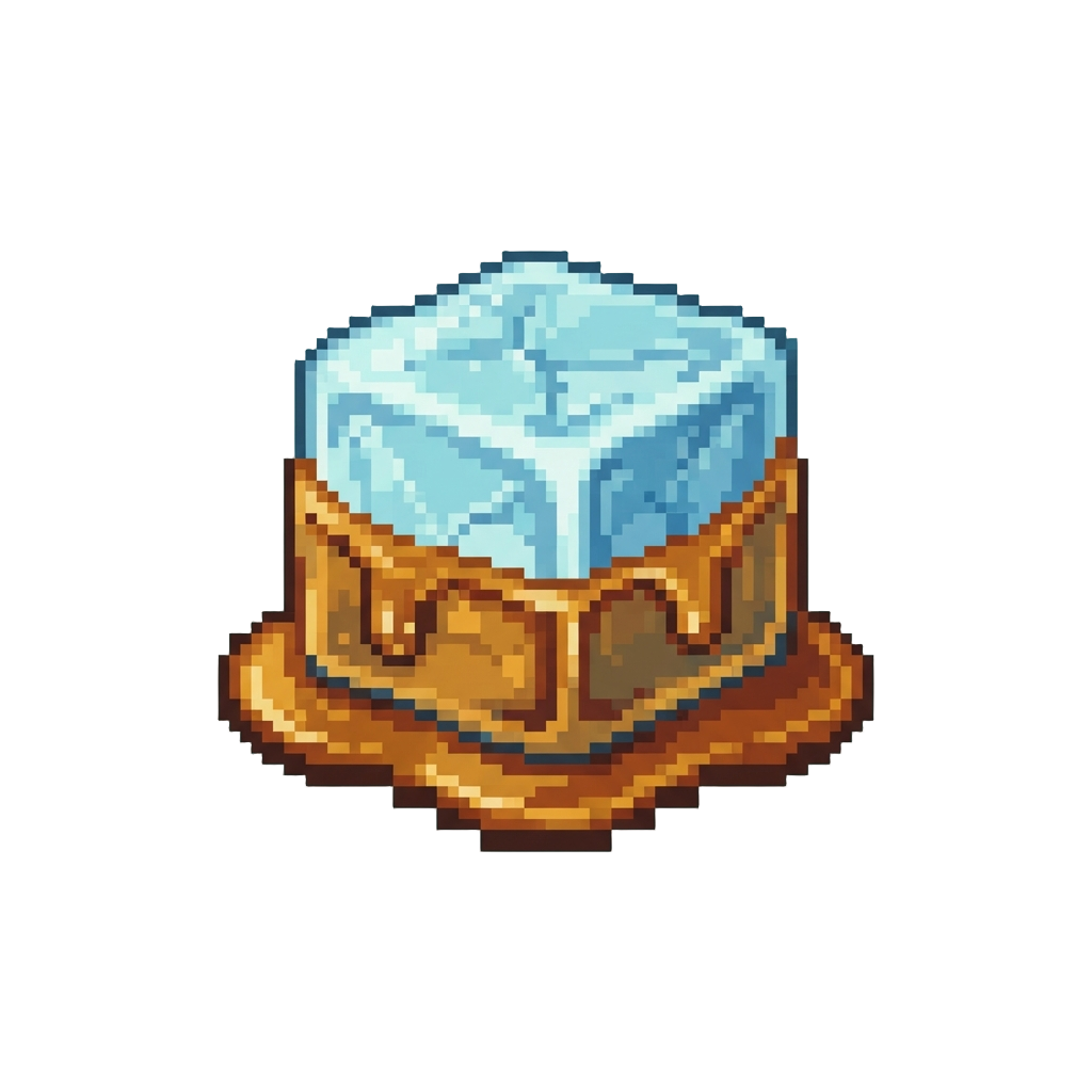 A Giant Uncrushed Ice Cube Stuck in Thick Syrup