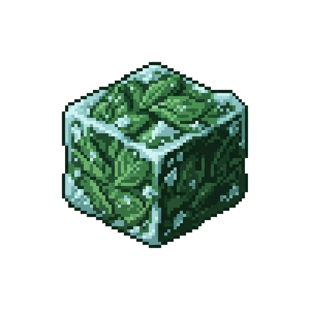 A Frozen Block of Unblended Green Spinach