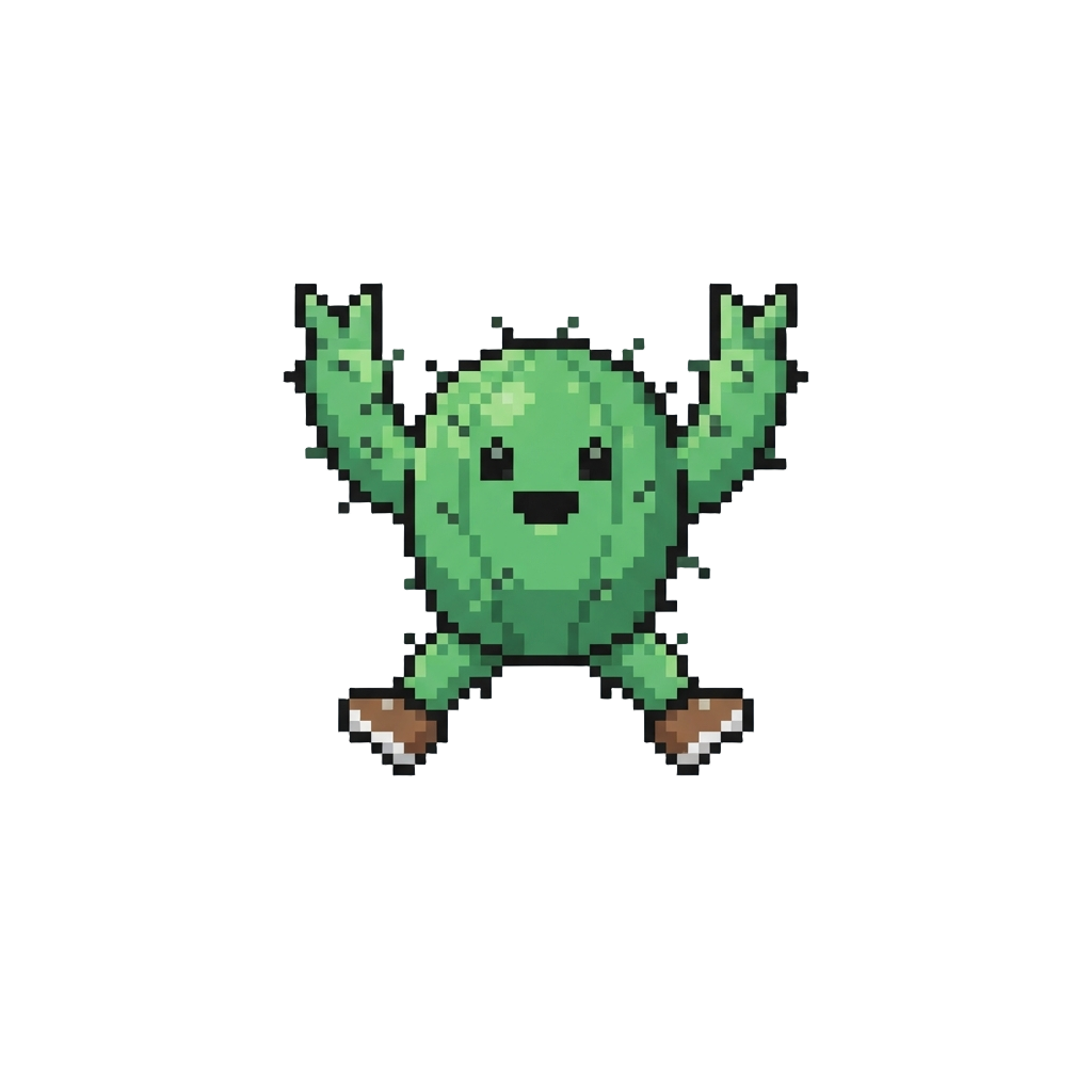 A Tiny Cactus Doing Energetic Jumping Jacks