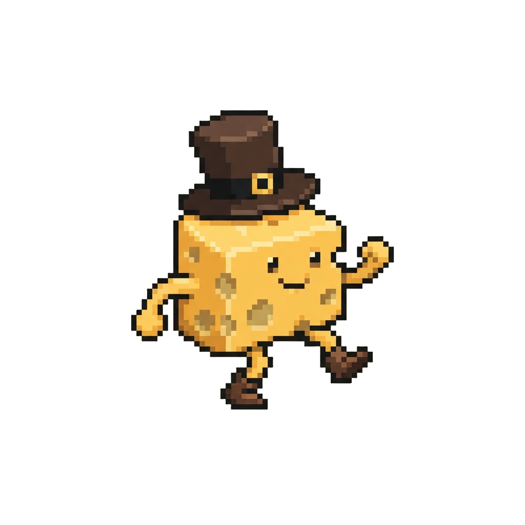 A Giant Slice of Cheese Wearing a Top Hat and Dancing a Jig