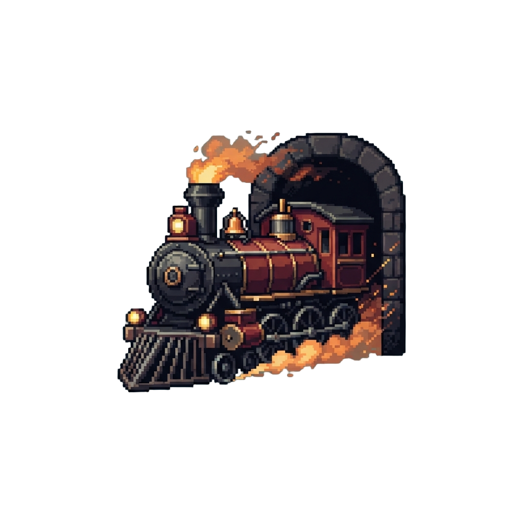 A Runaway Train Engine Charging Out of a Dark Tunnel