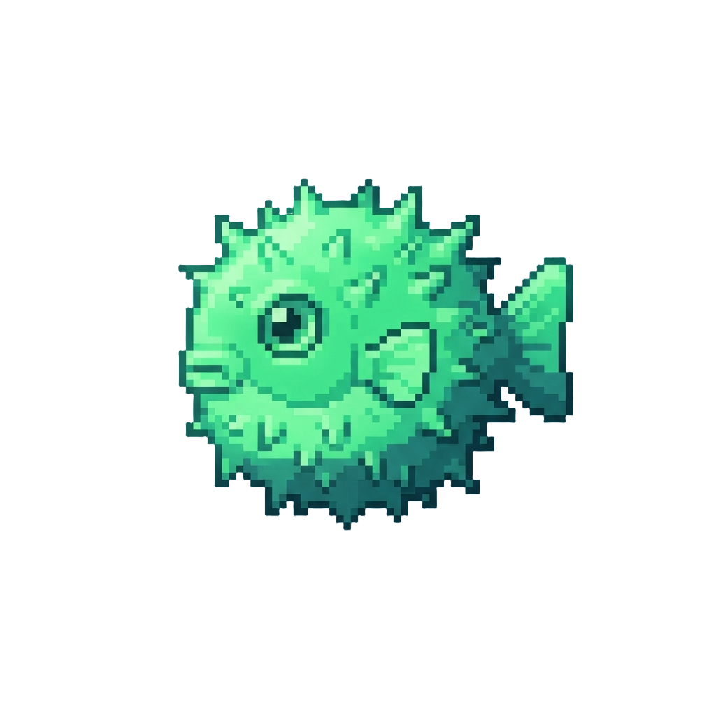 A Vibrant Luminous-green Glowing Pufferfish Radiating Vivid Glowstick Light