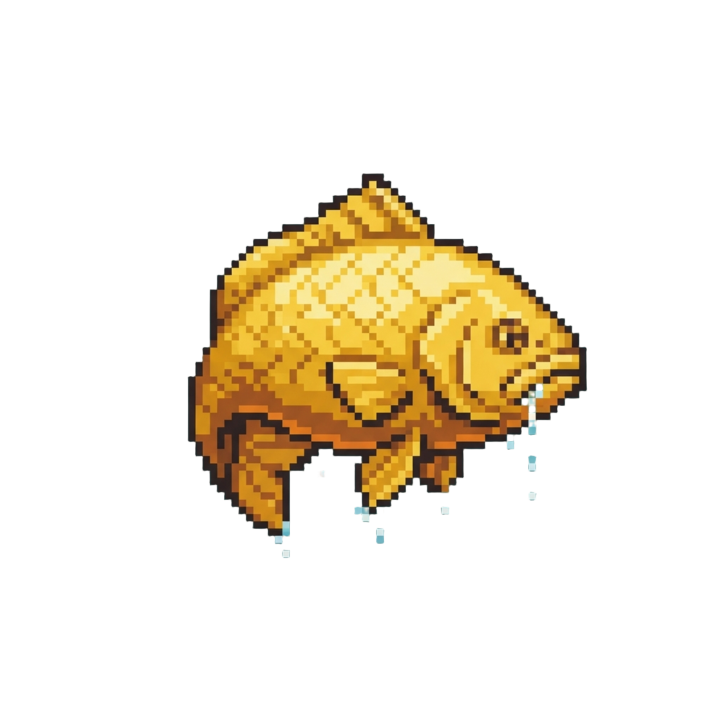 A Giant Golden Sea Bass Dripping Water