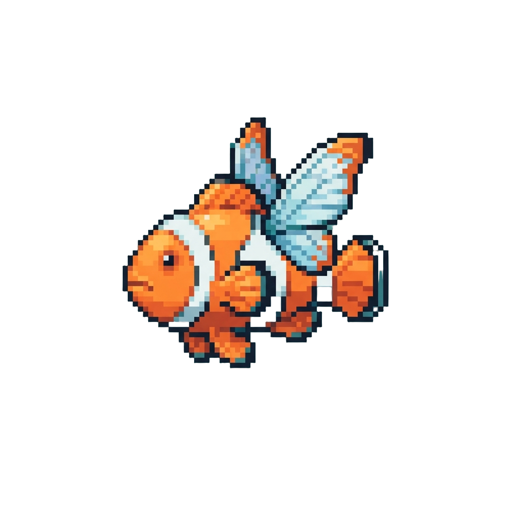 A Bright Clownfish Fluttering with Delicate Butterfly Wings
