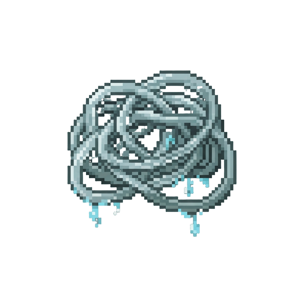 A Tangle of Dripping Plastic Fishing Line