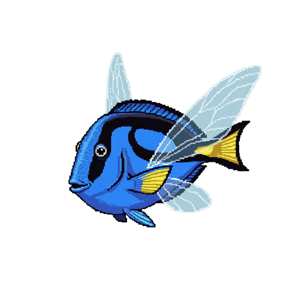 A Blue Tang Soaring on Translucent Fairy Wings