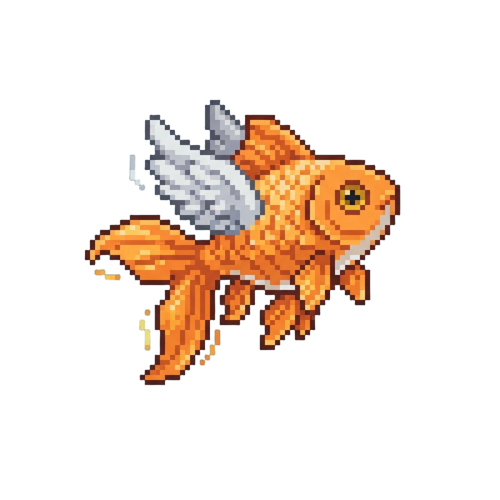 A Shimmering Goldfish Flapping Soft Dove Wings