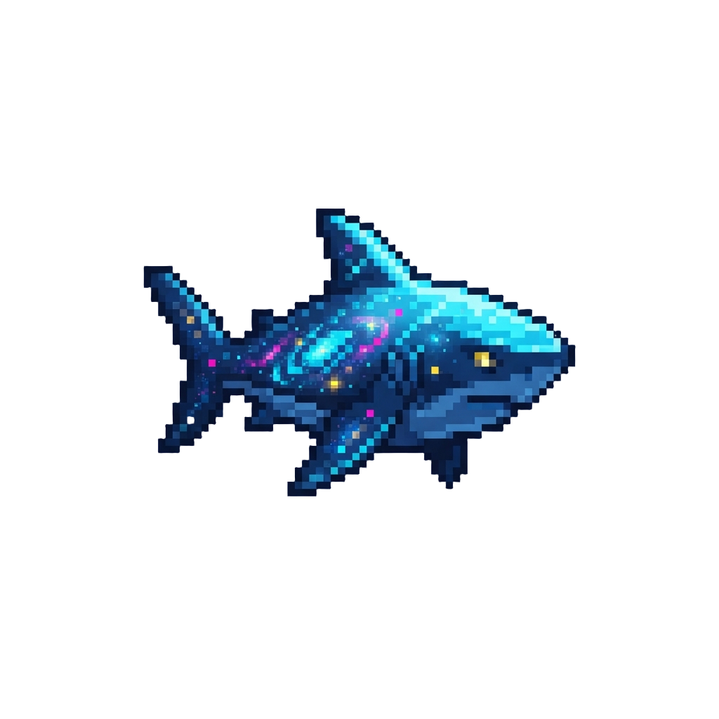 A Luminous Deep-sea Blue Shark with Cosmic Patterns