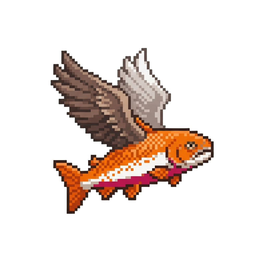 A Vibrant Salmon with Majestic Eagle Wings