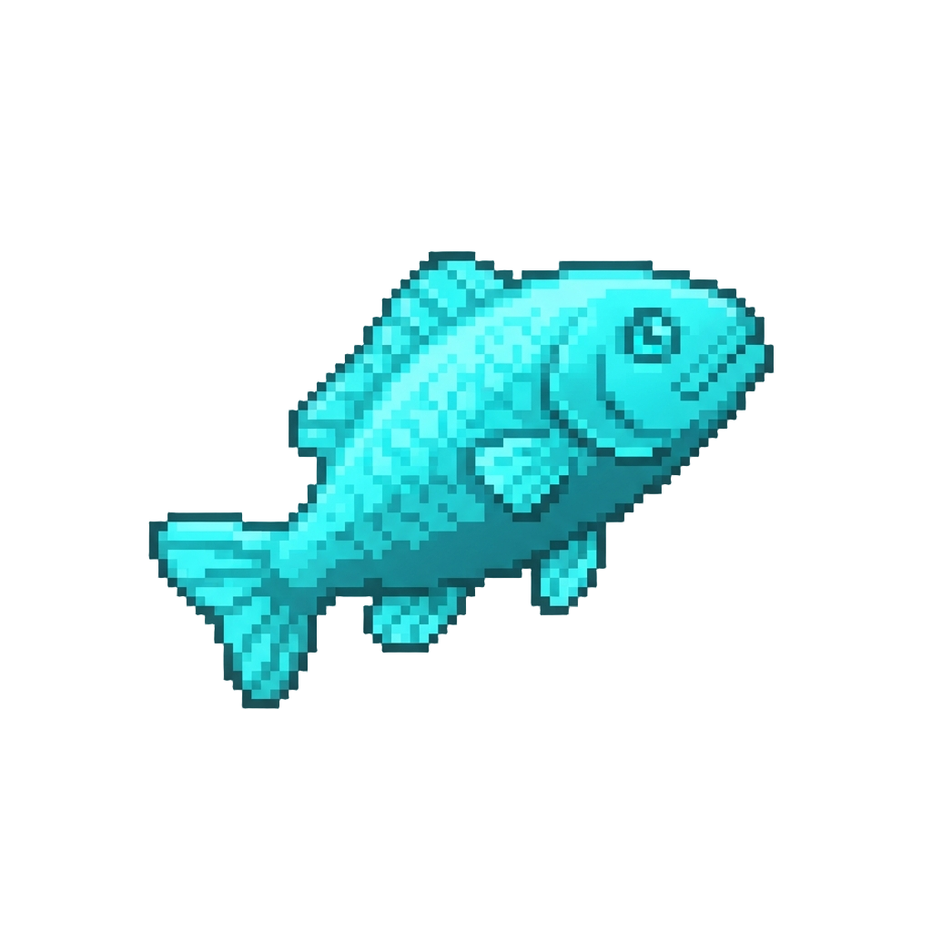 A Neon Electric-cyan Glowing Sea Bass Shining Brightly Like a Neon Glowstick