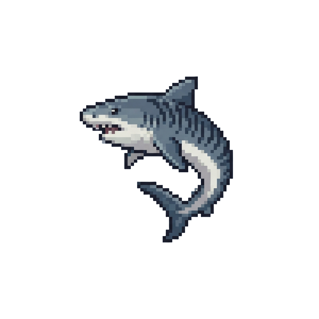 A Sleek Tiger Shark Thrashing in the Air