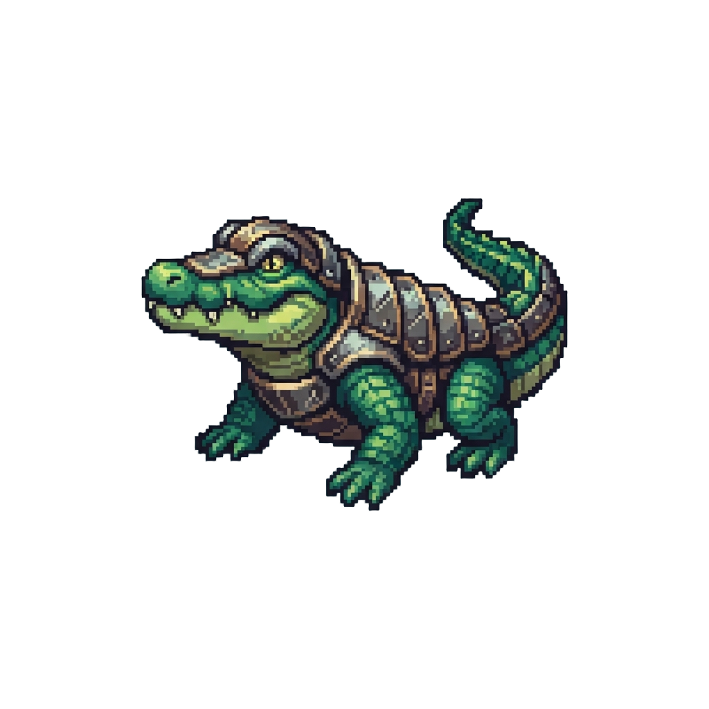 A Vibrant Armored Crocodile with Gleaming Scales