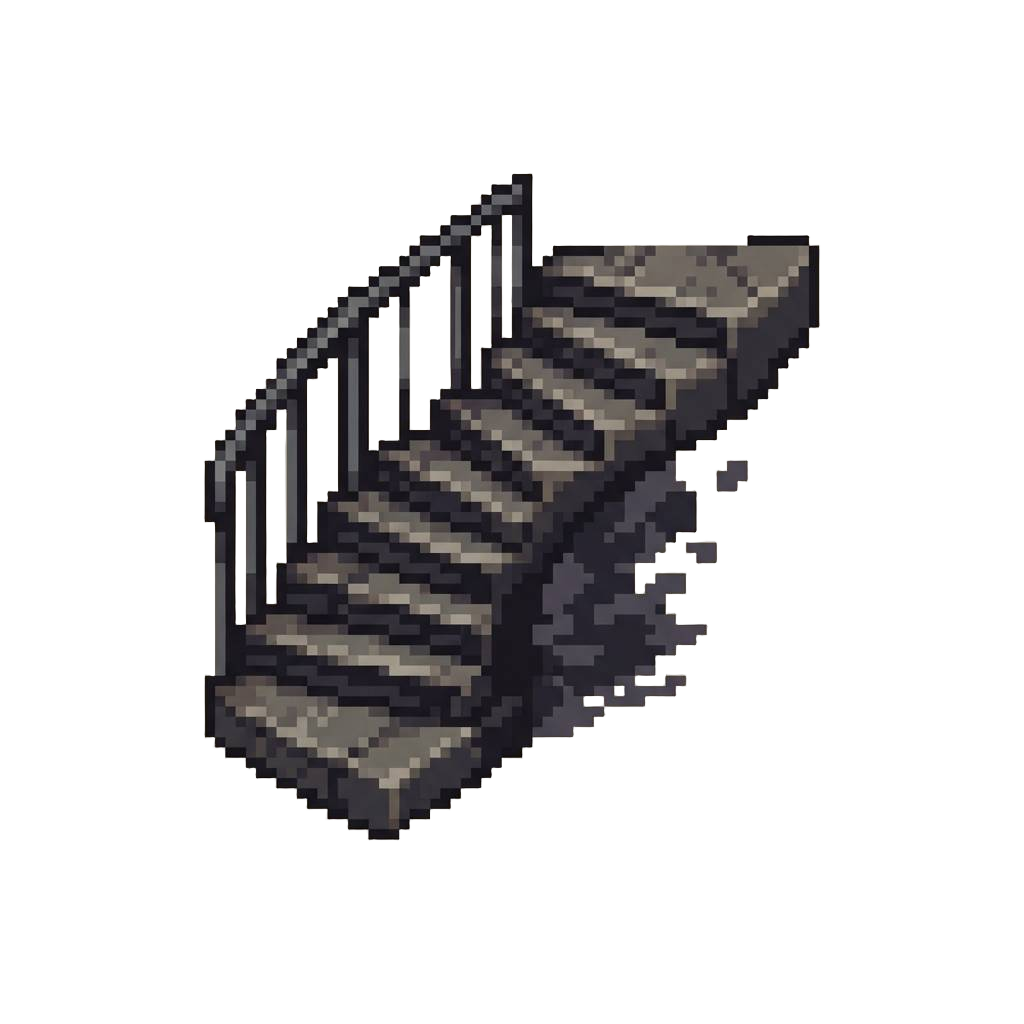 A Subtle Moving Shadow on a Dark Staircase