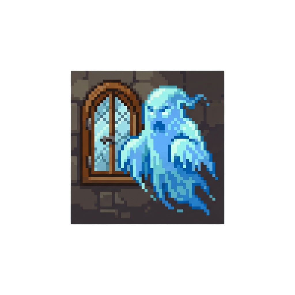 A Ghostly Figure Floating Near a Window