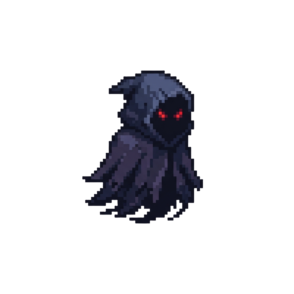 A Shadow Phantom with Glowing Red Eyes