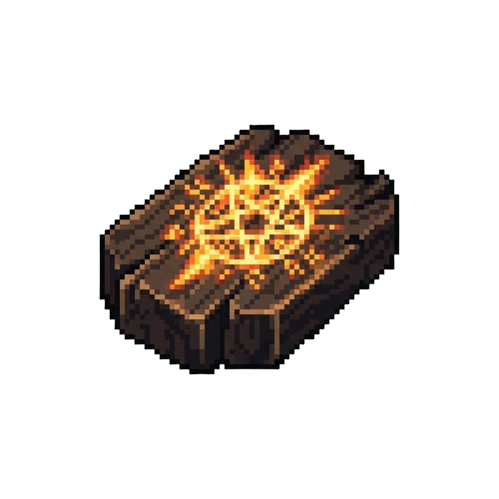 A Strange Glowing Symbol Burning on Dark Wood