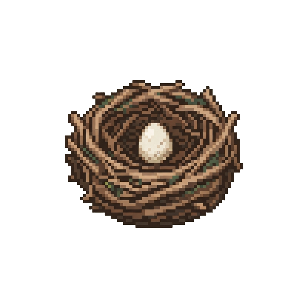 A Wild Tangled Bird Nest Complete with a Tiny Egg