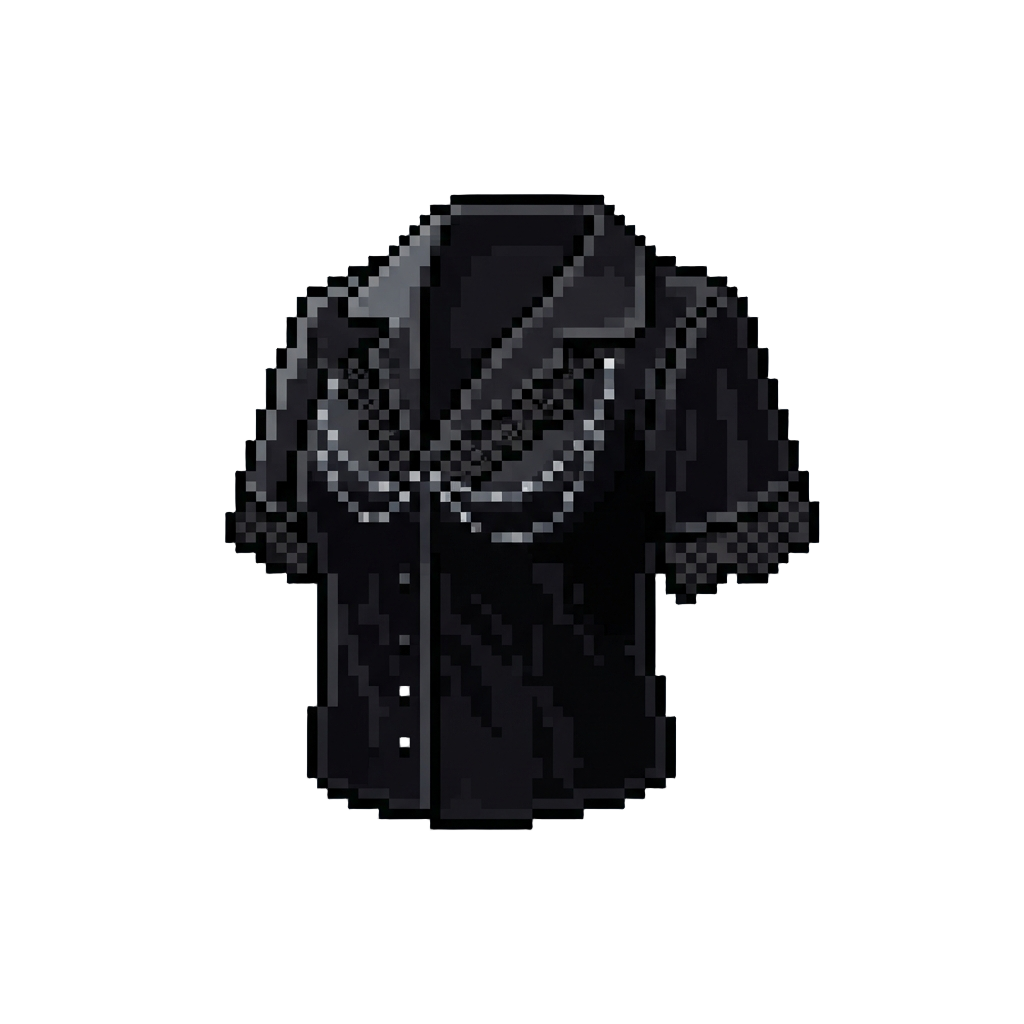 An Edgy Black Velvet Lace Pajama Top with Silver Chain Accents