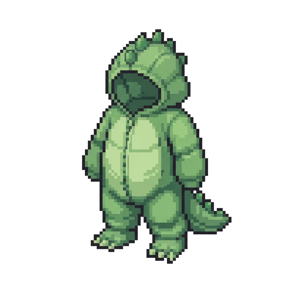 An Oversized Plush Dinosaur Onesie Backwards