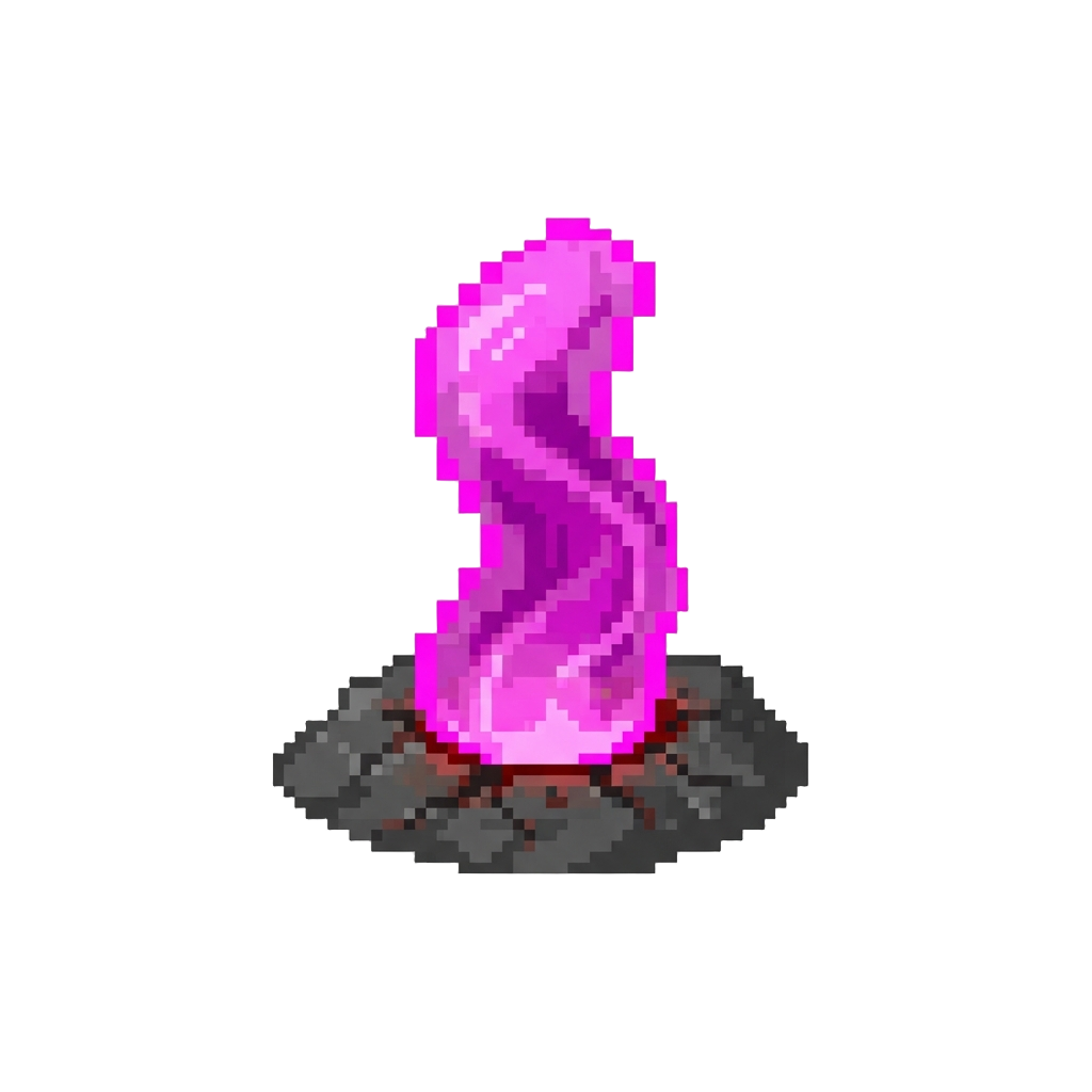A Towering Pillar of Translucent Magenta Aura Scorching the Crater