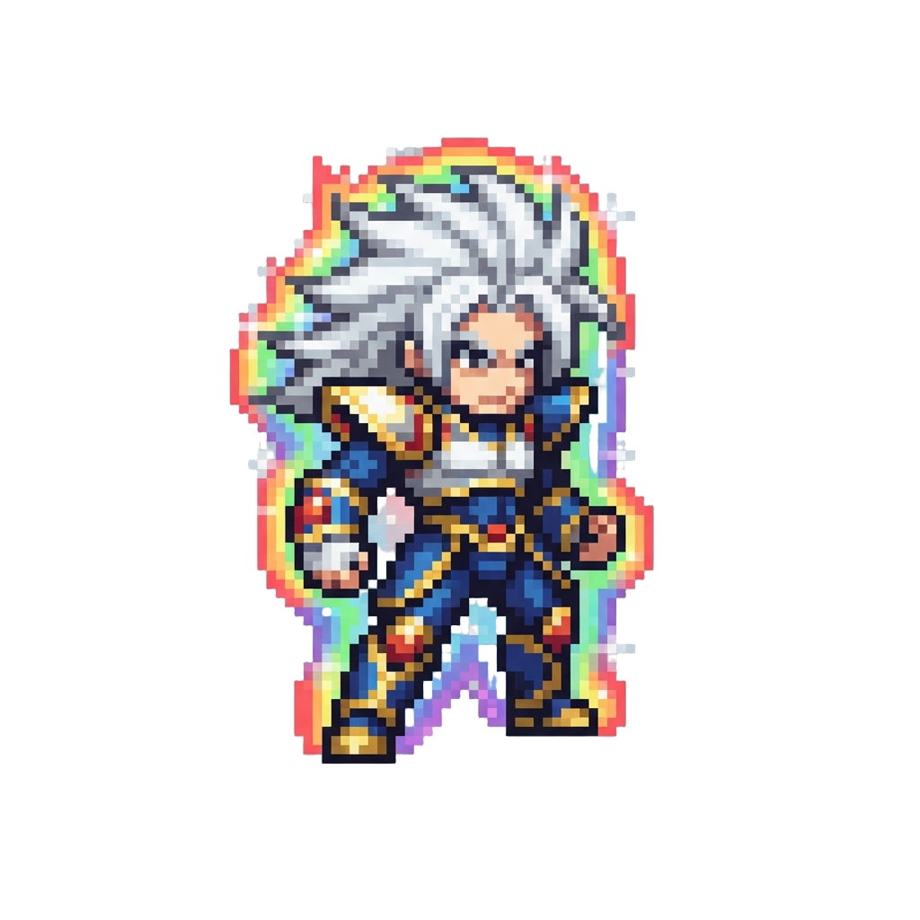Hyper Form with Glittering Rainbow Aura and White Hair