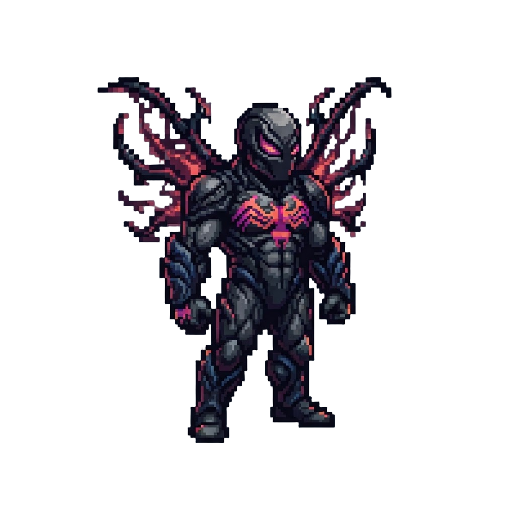 A Shadow-flame Symbiote Armor with Tendril Wings
