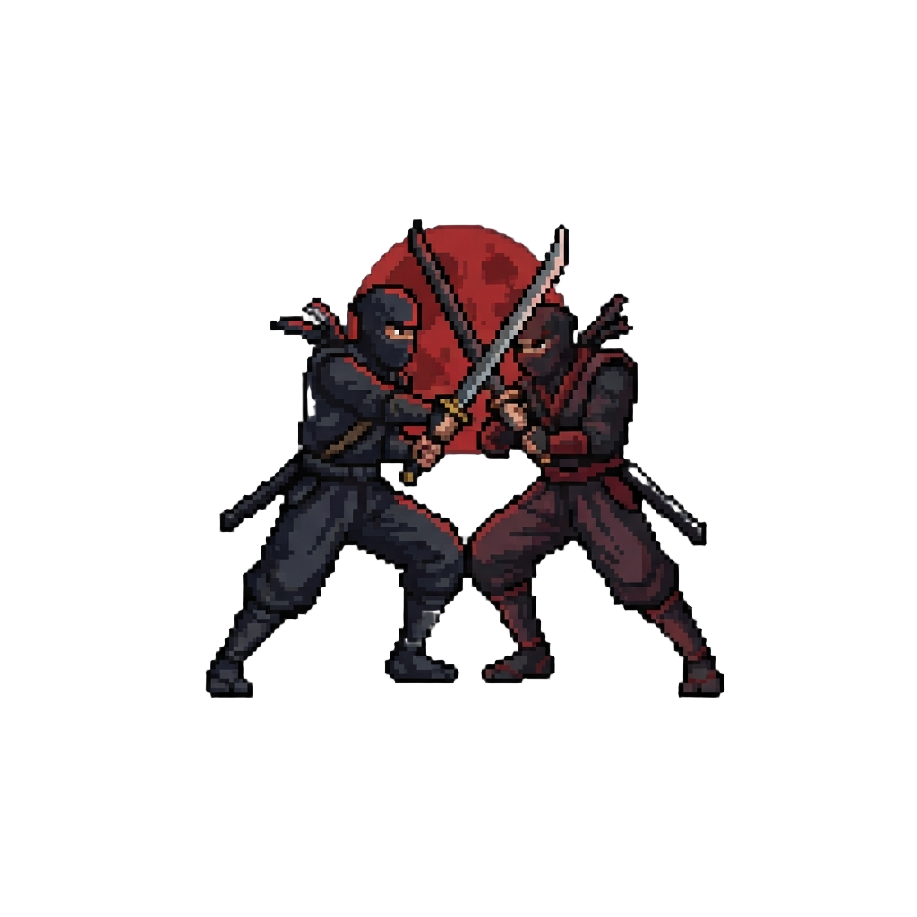 A Dramatic Ninja Duel Under the Light of a Blood-red Moon