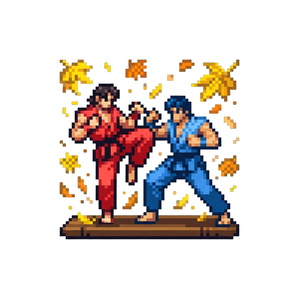 A Intense Kung-fu Duel Under Falling Golden Autumn Leaves