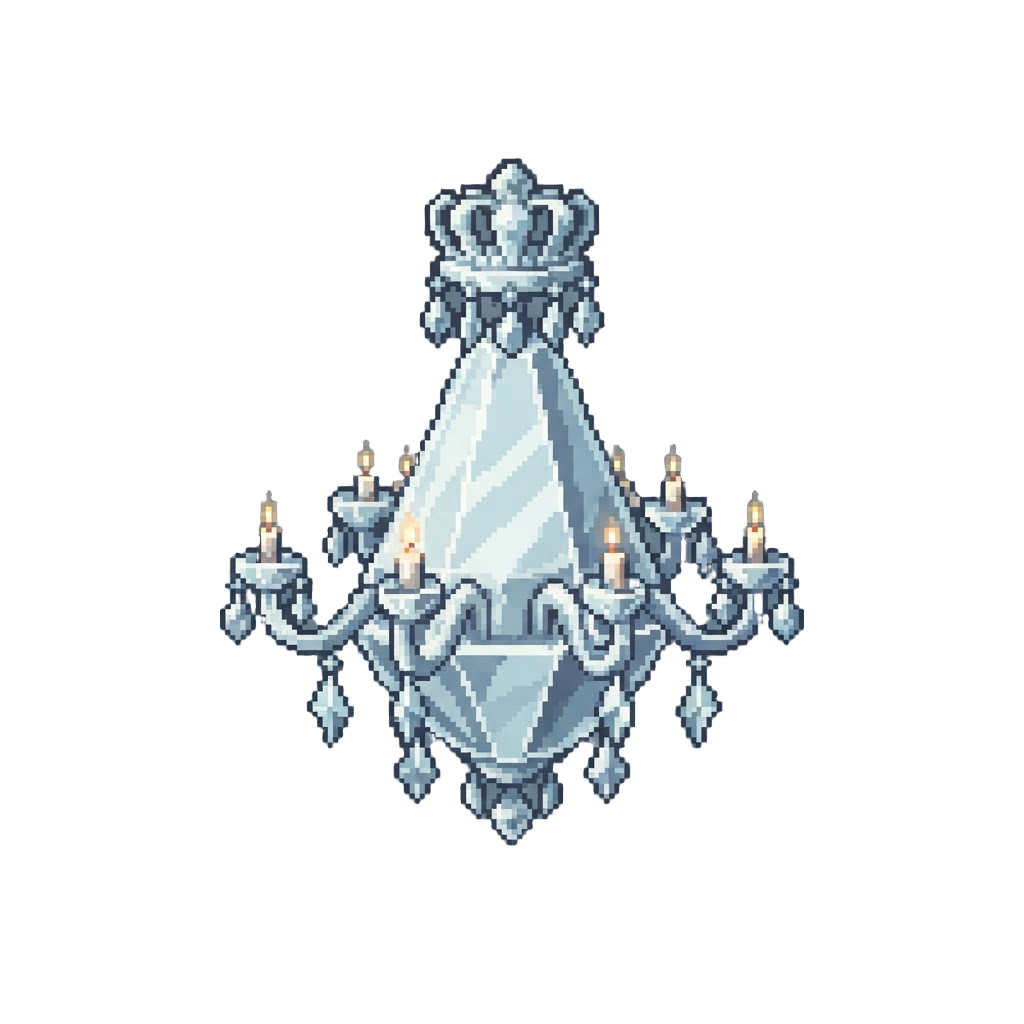 A Grand Castle Ballroom Featuring a Chandelier Carved From One Giant Diamond
