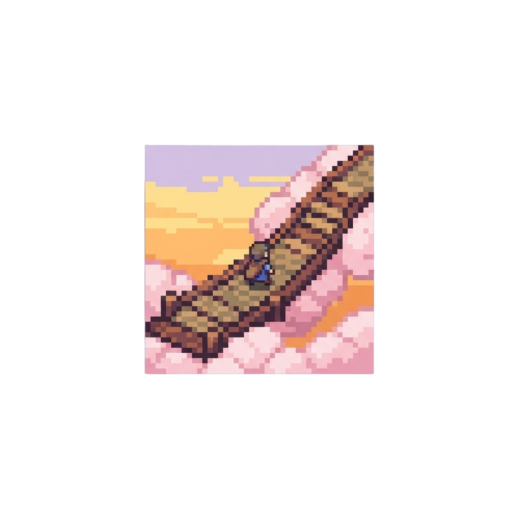 A Sunset Walk on a Floating Pink Cloud Bridge