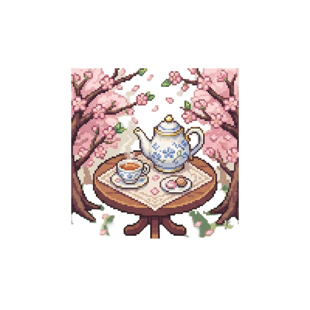A Cozy Tea Party Surrounded by Blossoming Cherry Trees