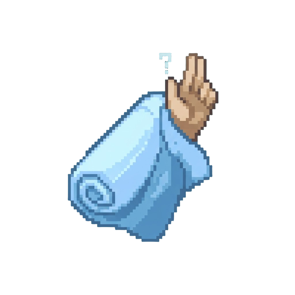 Raising a Hand to Answer a Question Wrapped in a Bath Sheet