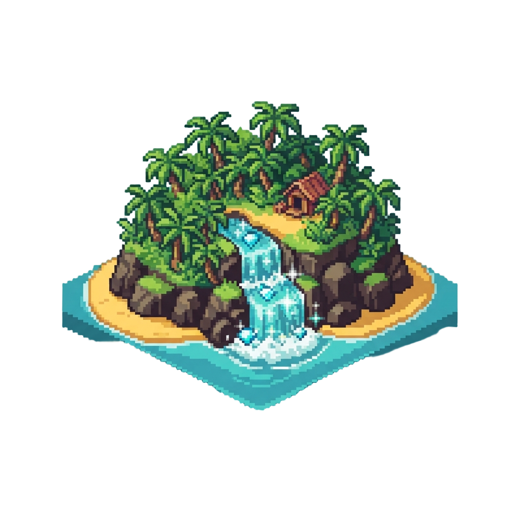 A Private Tropical Island with Golden Sand and Diamond Waterfalls