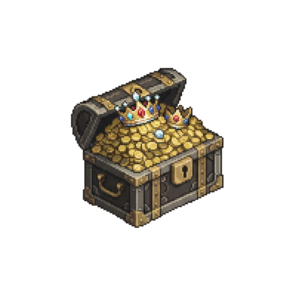A Towering Vault Overflowing with Gold Coins and Diamond Crowns