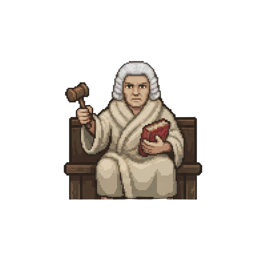 Acting As the Judge in a Busy Courtroom Wrapped in a Plush Towel