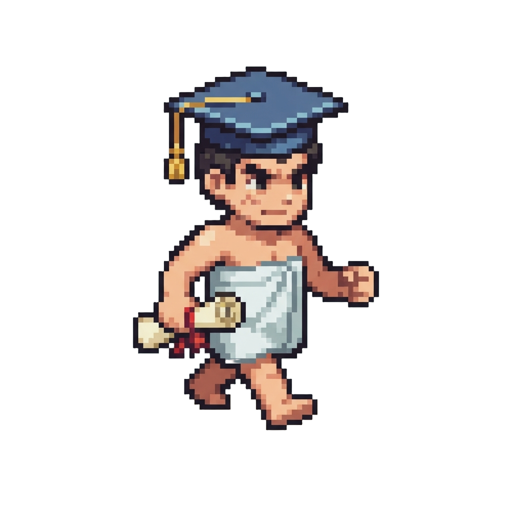 Marching in a Graduation Ceremony Line Wrapped Only in a Bath Towel