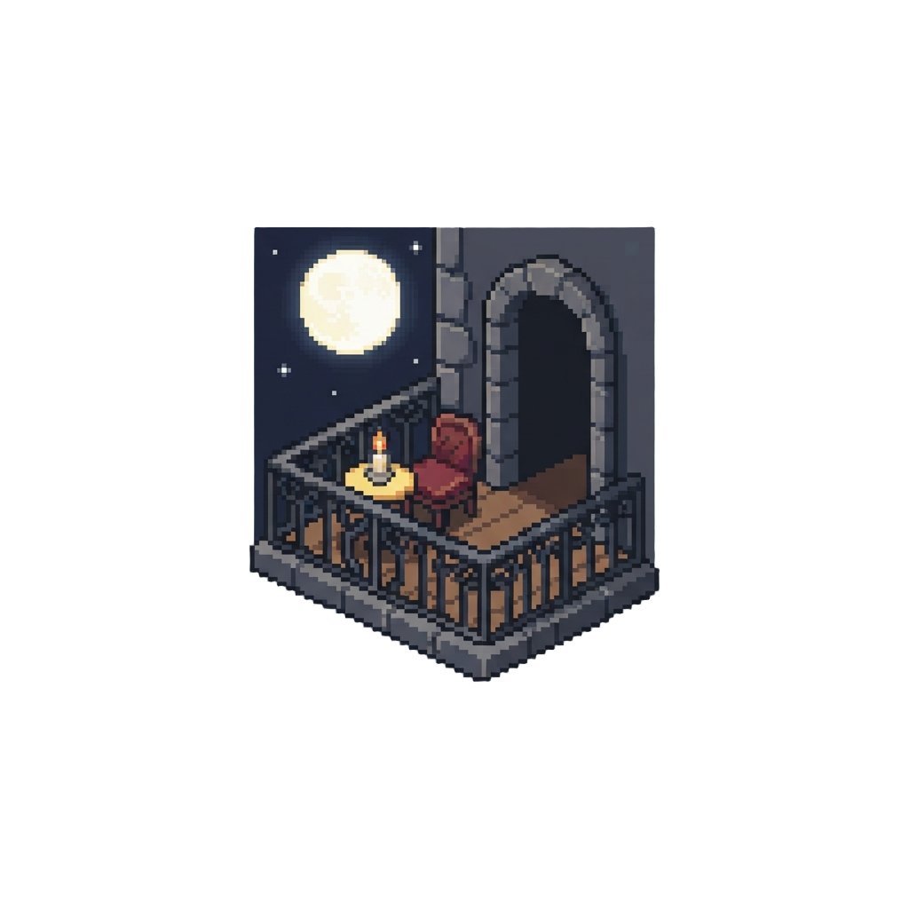 A Romantic Balcony Scene Under a Massive Glowing Full Moon