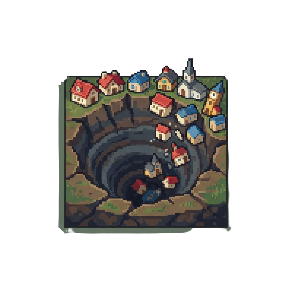 A Massive Sinkhole Swallowing an Entire Toy Town
