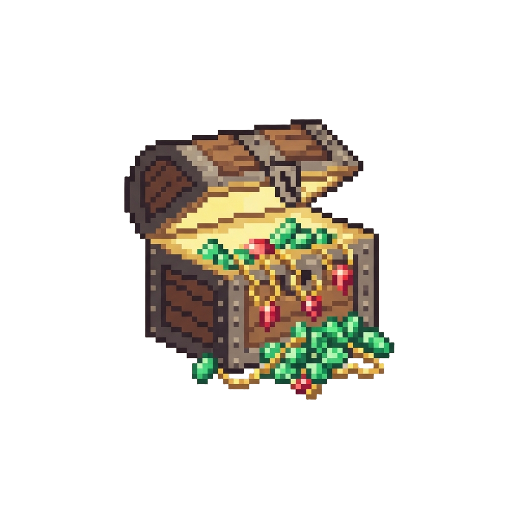 A Glowing Treasure Chest Pouring Out Ruby Necklaces and Emeralds