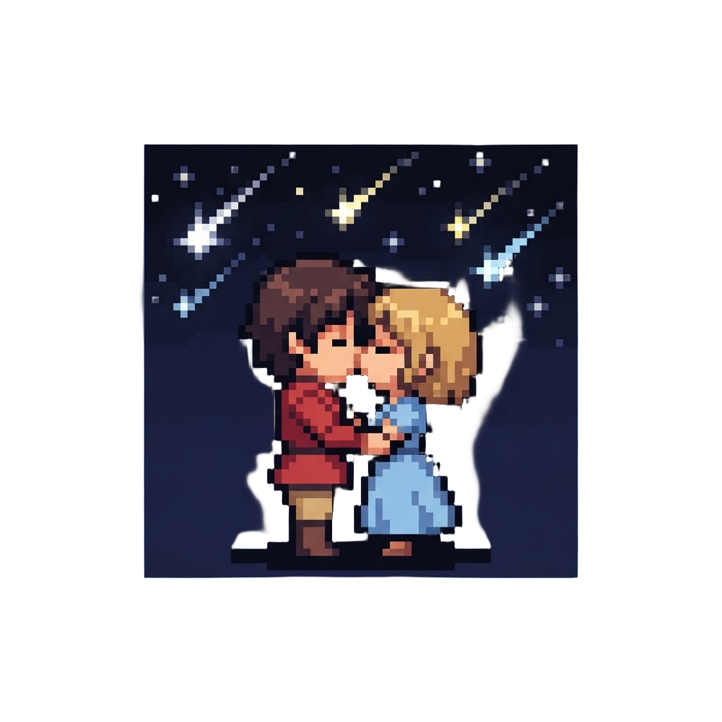 A Sweet Kiss Under a Sparkling Meteor Shower