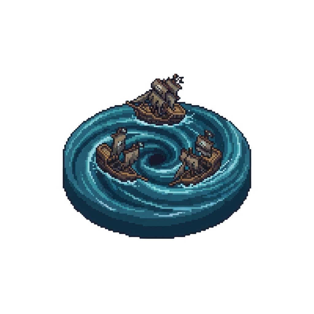 A Devastating Whirlpool Sucking Down a Fleet of Wooden Pirate Ships