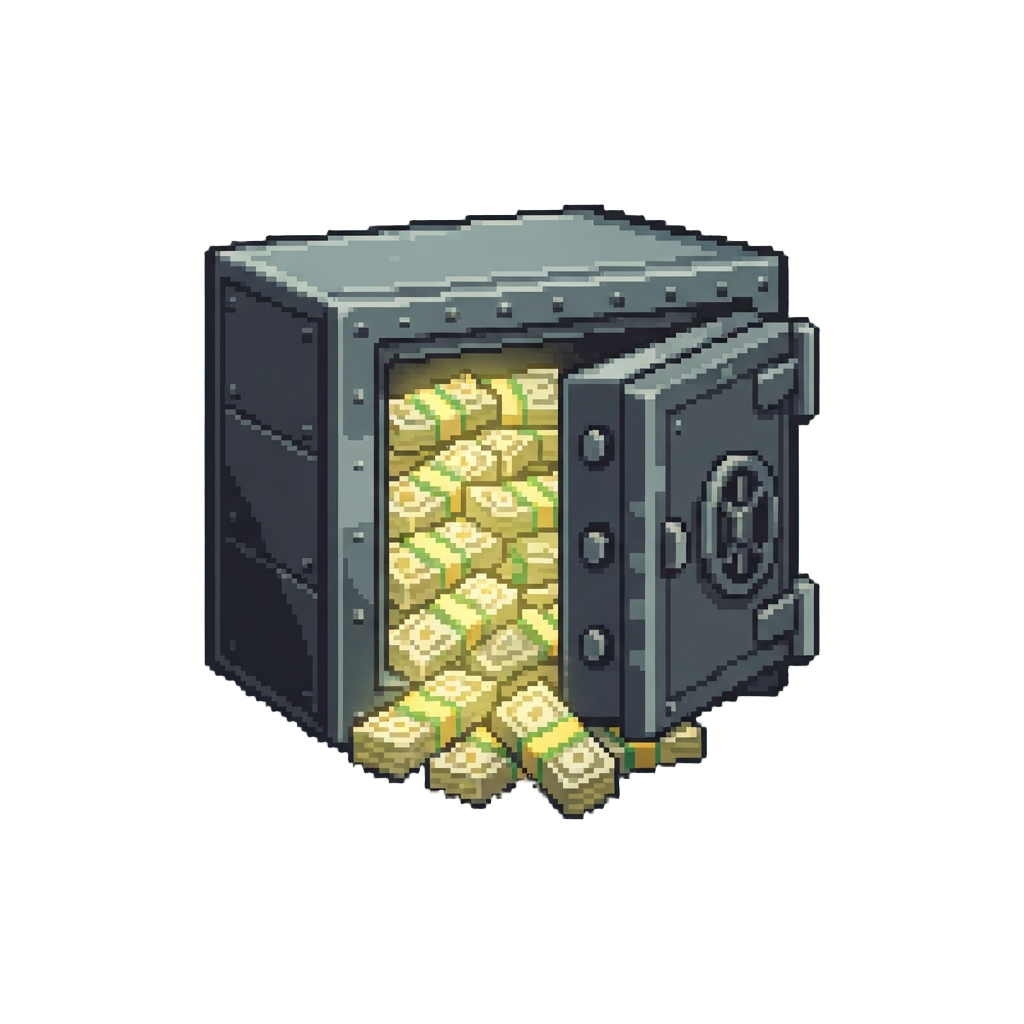 A Massive Bank Vault Overflowing with Glowing Stacks of Cash