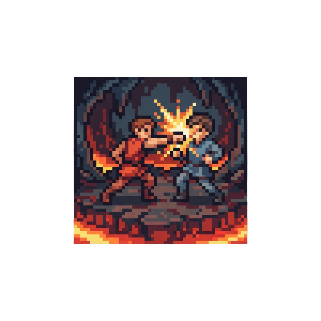 A Explosive Fist Fight Inside a Volcanic Cavern Surrounded by Lava
