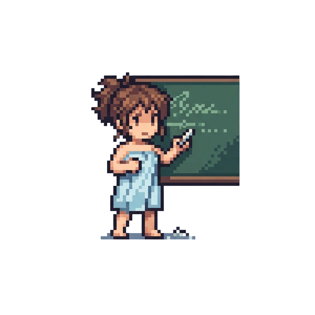 Standing at the Front Chalkboard in a Tiny Bath Towel