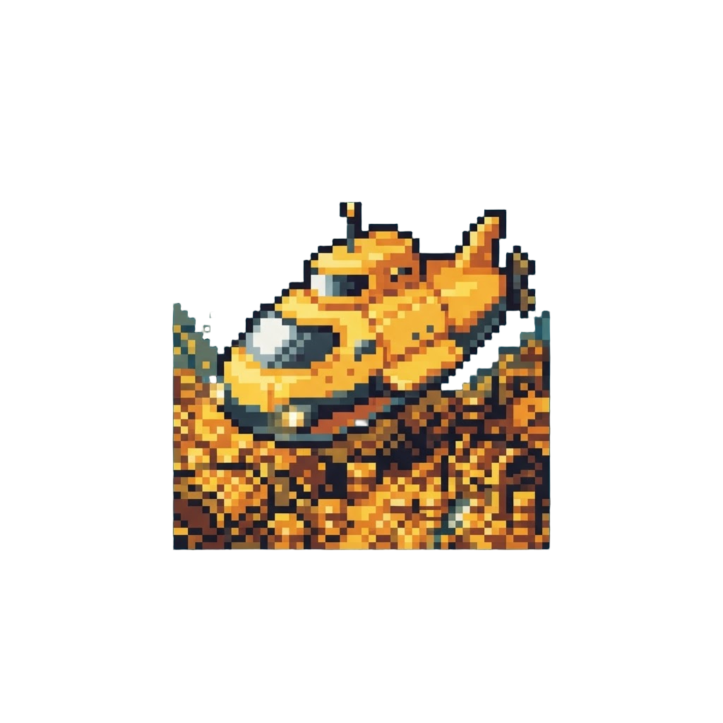 A Sleek Submarine Exploring an Ocean Floor Paved with Lost Pirate Gold